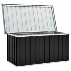 Garden Storage Box Anthracite 129x67x65 cm - Sturdy Galvanized Steel Outdoor Storage Solution