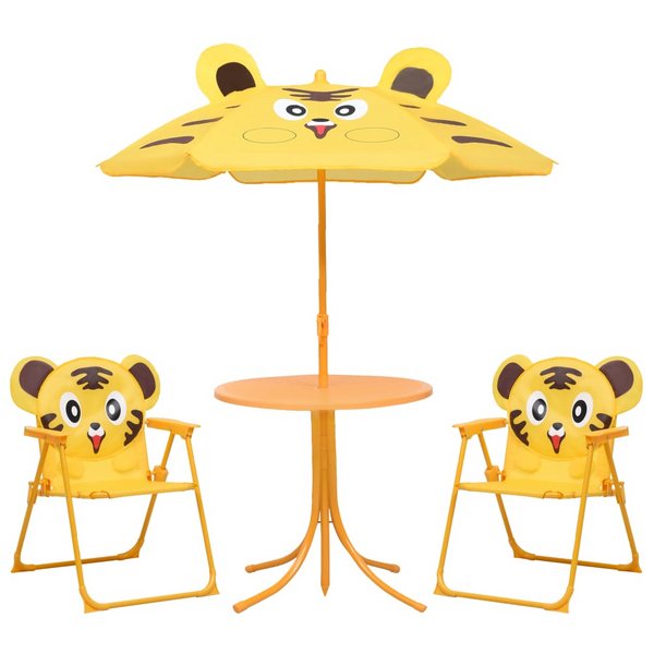 vidaXL 3 Piece Kids' Garden Bistro Set with Yellow Parasol - Fun & Safe Outdoor Furniture for Children