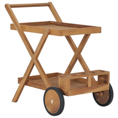 Solid Teak Wood Tea Trolley - Durable, Stylish & Functional