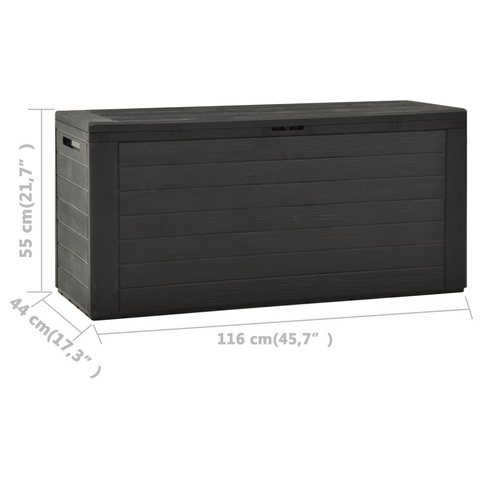 Anthracite Garden Storage Box - 116x44x55 cm - Durable, Weather-Resistant & Multi-Purpose Outdoor Storage Chest