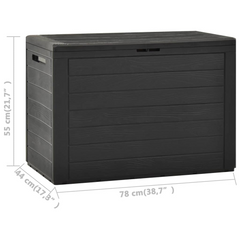 Anthracite Garden Storage Box - 78x44x55 cm | 190L Capacity | Durable & Weather-Resistant Polypropylene