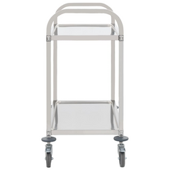 2-Tier Stainless Steel Kitchen Trolley - 95x45x83.5 cm Mobile Serving Cart with Brakes