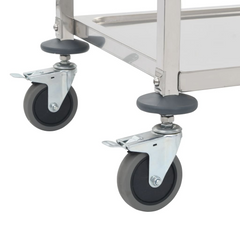 2-Tier Stainless Steel Kitchen Trolley - 95x45x83.5 cm Mobile Serving Cart with Brakes