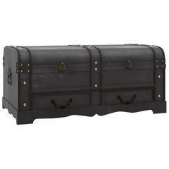 Large Wooden Treasure Chest in Black - Vintage Storage and Coffee Table