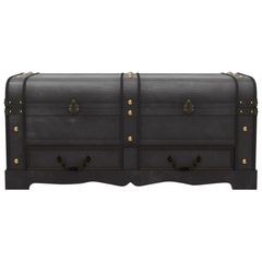 Large Wooden Treasure Chest in Black - Vintage Storage and Coffee Table