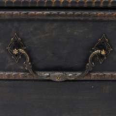 Large Wooden Treasure Chest in Black - Vintage Storage and Coffee Table