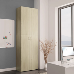 Sonoma Oak Office Cabinet with 5 Shelves & 2 Doors - 60x32x190 cm Engineered Wood Storage Solution