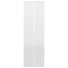 High Gloss White Office Cabinet - 5 Shelves, 2 Doors, Engineered Wood 60x32x190 cm | Elegant and Durable Storage Solution