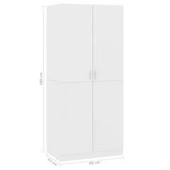 Wardrobe White 80x52x180 cm - Premium Engineered Wood