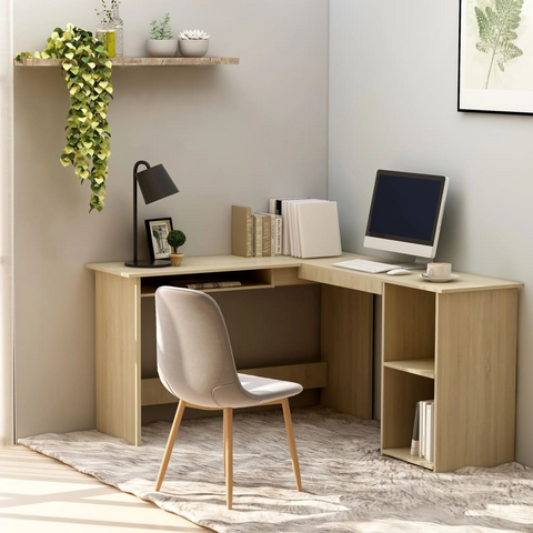 Modern L-Shaped Corner Desk in Sonoma Oak - 120x140x75 cm, Engineered Wood