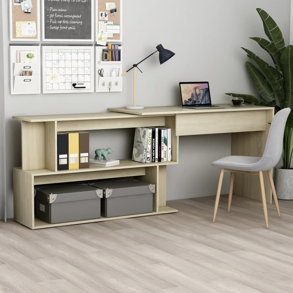 Stylish Corner Desk in Sonoma Oak - 200x50x76 cm | Space-Saving Engineered Wood