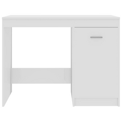 Modern High Gloss White Desk with Integrated Storage Cabinet - 100x50x76 cm Engineered Wood