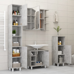 Bathroom Mirror Cabinet Concrete Grey 80x20.5x64 cm Engineered Wood