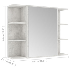 Bathroom Mirror Cabinet Concrete Grey 80x20.5x64 cm Engineered Wood