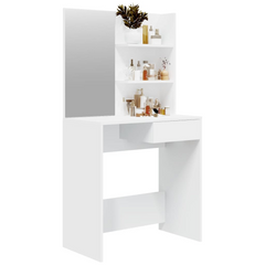 Dressing Table with Mirror White 74.5x40x141 cm