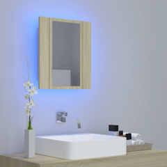 LED Bathroom Mirror Cabinet Sonoma Oak 40x12x45 cm Acrylic