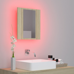 LED Bathroom Mirror Cabinet Sonoma Oak 40x12x45 cm Acrylic