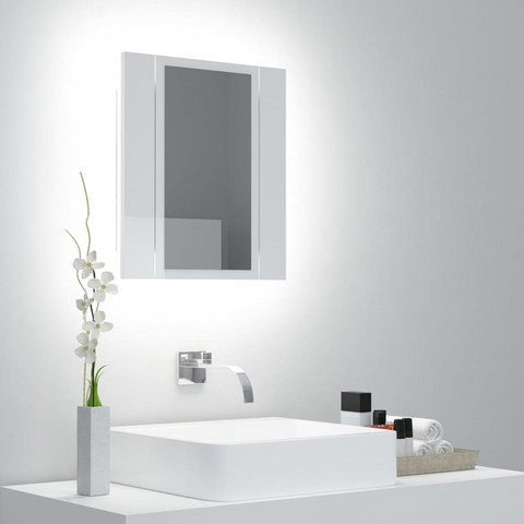 LED Bathroom Mirror Cabinet High Gloss White 40x12x45 cm Acrylic