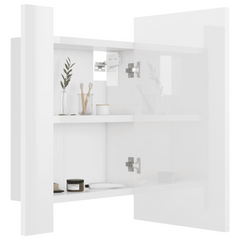 LED Bathroom Mirror Cabinet High Gloss White 40x12x45 cm Acrylic