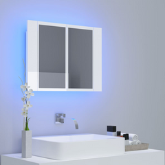 LED Bathroom Mirror Cabinet High Gloss White 60x12x45 cm Acrylic