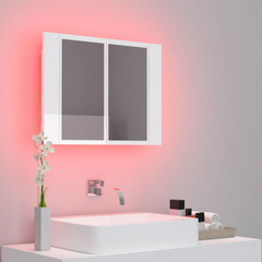 LED Bathroom Mirror Cabinet High Gloss White 60x12x45 cm Acrylic