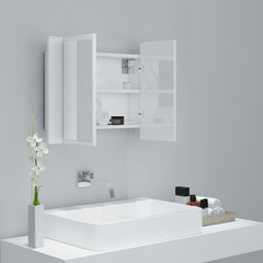 LED Bathroom Mirror Cabinet High Gloss White 60x12x45 cm Acrylic