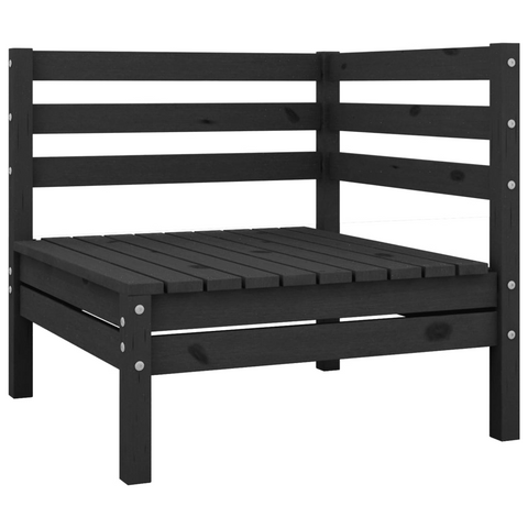 Elegant Garden Corner Sofa in Black Solid Pine Wood - Durable & Stylish Outdoor Furniture