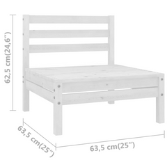 Elegant Garden Middle Sofa in White Solid Pinewood - Comfortable Outdoor Seating