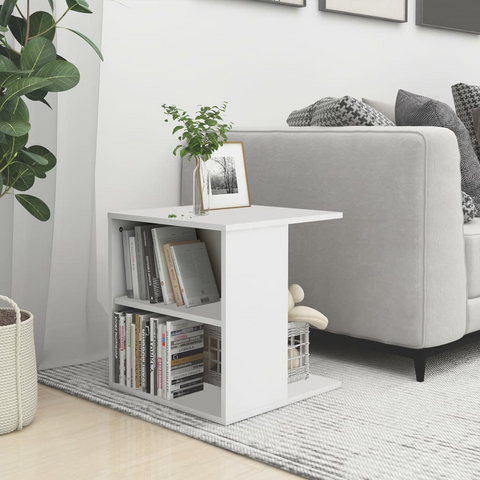 White Side Table - 45x45x48 cm, Engineered Wood - Modern & Practical