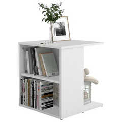 White Side Table - 45x45x48 cm, Engineered Wood - Modern & Practical