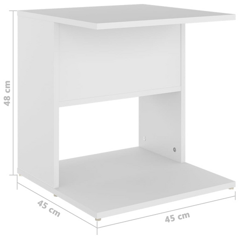 White Side Table - 45x45x48 cm, Engineered Wood - Modern & Practical