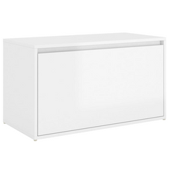 High Gloss White Hall Bench 80x40x45 cm - Engineered Wood, Modern Storage Solution