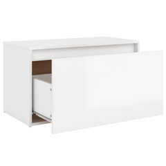 High Gloss White Hall Bench 80x40x45 cm - Engineered Wood, Modern Storage Solution