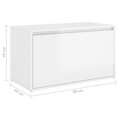 High Gloss White Hall Bench 80x40x45 cm - Engineered Wood, Modern Storage Solution