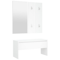 Hallway Furniture Set - Elegant White Engineered Wood Entryway Solution