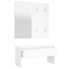 Hallway Furniture Set - Elegant White Engineered Wood Entryway Solution