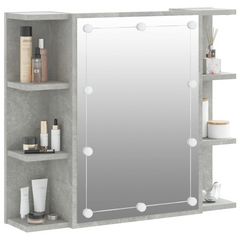 Mirror Cabinet with LED Concrete Grey 70x16.5x60 cm