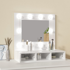 Mirror Cabinet with LED High Gloss White 60x31.5x62 cm