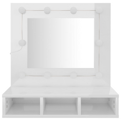 Mirror Cabinet with LED High Gloss White 60x31.5x62 cm