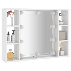 Mirror Cabinet with LED High Gloss White 76x15x55 cm