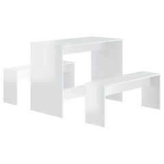 3 Piece Dining Set - High Gloss White - Engineered Wood