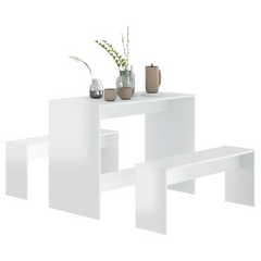 3 Piece Dining Set - High Gloss White - Engineered Wood