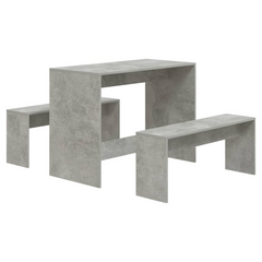 3 Piece Dining Set Concrete Grey Engineered Wood - Modern Design | Sturdy & Durable | Easy to Clean