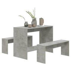 3 Piece Dining Set Concrete Grey Engineered Wood - Modern Design | Sturdy & Durable | Easy to Clean