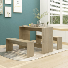 3 Piece Dining Set Sonoma Oak Engineered Wood - Modern Design, Sturdy and Durable