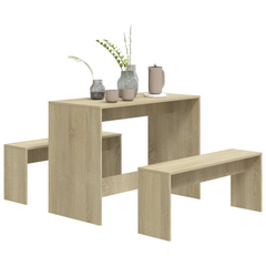 3 Piece Dining Set Sonoma Oak Engineered Wood - Modern Design, Sturdy and Durable