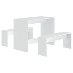 3 Piece Dining Set White Engineered Wood - Sleek and Modern Design