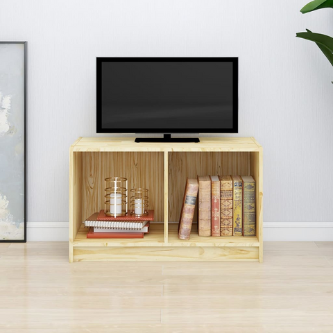 TV Cabinet 70x33x42 cm Solid Pinewood - Modern Design, Ample Storage Space