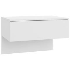 Wall-mounted Bedside Cabinet White | Space-Saving Floating Nightstand with Engineered Wood Construction