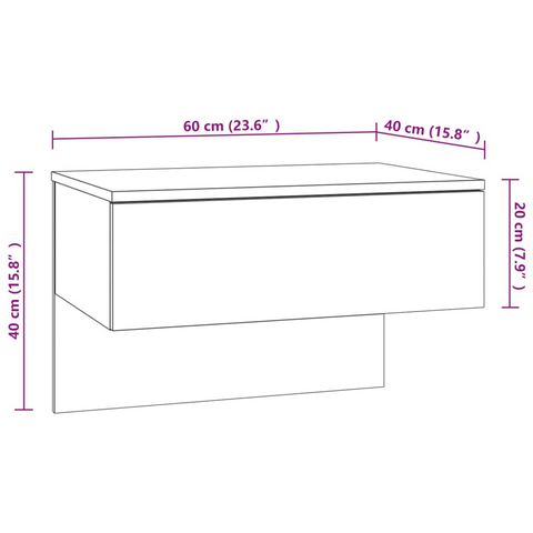 Wall-mounted Bedside Cabinet White | Space-Saving Floating Nightstand with Engineered Wood Construction